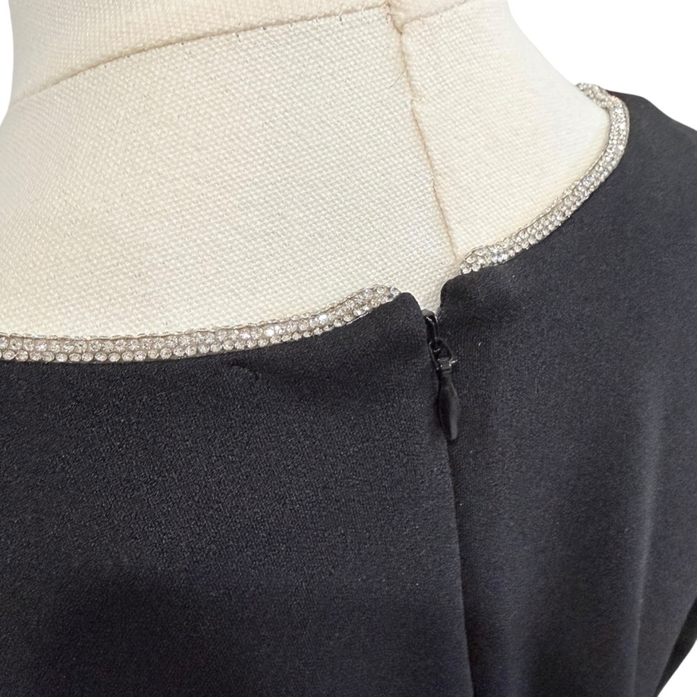Trina Turk Size 8 Valentine Black Stretch Crepe Rhinestone Collar Dress NWT $248 - Picture 7 of 13